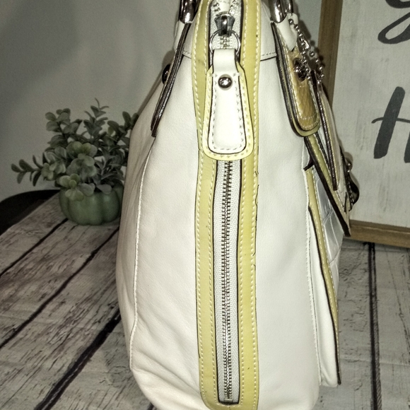 💫 Coach Kristin Spectator Crocodile Chalk White Custard Satchel Shoulder Bag - Picture 5 of 12